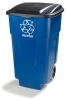 Carlisle Blue Recycle Rolling Container - 50 Gal.