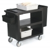 Carlisle Black Service Cart with 2 Fixed Casters, 2 Swivel Casters, 1 w/Brake - 33" x 20"