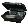 GENPAK Foam Hinged Lid Carryout Containers - Black, Three compartment