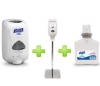 GOJO Sanitizer Station (1 Chrome Stand , 1 Touch free Dispenser & 1 Foam Refill) - Gojo Purell