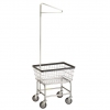 R&B Wire Standard Laundry Cart w/ Single Pole Rack - 2.5 Bushel