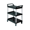 RUBBERMAID Three-Shelf Utility Cart with Brushed 
Aluminum Uprights - Black