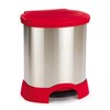 RUBBERMAID Stainless Steel/Plastic Medical Waste Step-On Containers - Stainless Steel/Red