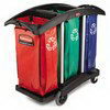 RUBBERMAID Triple-Capacity Cleaning Cart, Recycling Bags - Black