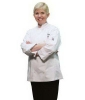 SAN JAMAR  Ladies Knife & Steel® White Poly-Cotton-Blend Long Sleeve Chef Jacket - Cloth Knot Button, 2X