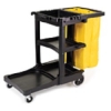 SSS RUBBERMAID Cleaning Cart with Zippered Yellow Vinyl Bag - Black