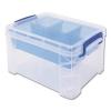 ADVANTUS Super Stacker® Divided Storage Box - Clear W/Blue Tray/handles