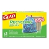 CLOROX Glad® Tall Kitchen Blue Recycling Bags - Blue, .90 MIL, 13 GAL, 45/BX
