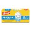 CLOROX Glad® OdorShield® Quick-Tie® Small Trash Bags - Fresh Clean, 4 Gal, 0.5mil, 26/bx, 6 Bx/ct