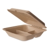 ECO Wheat Straw Hinged Clamshell Containers - 3-Comp., 200/Ctn