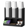  Flume 6-Compartment Upright Coffee Condiment / Cups Organizer - Black, 11.5 X 6.5 X 15