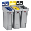 RUBBERMAID Commercial Slim Jim Recycling Station Kit - 69 GAL