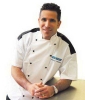 SAN JAMAR  Bermuda Chef-tex Breeze™ White Short Sleeve Chef Jacket w/ Black Yoke - 5X